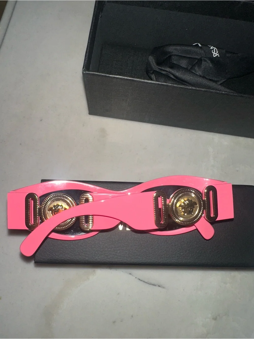 Versace Hot Pink Cat-Eye Sunglasses with Dark Lenses